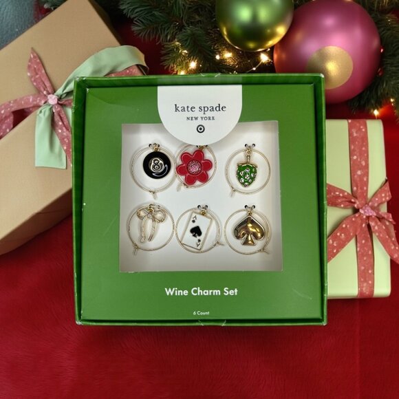 kate spade Wine Charm Set - Green and Gold - Picture 1 of 3